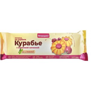Петродиет: Печенье Курабье с вишневой нач. со стевией С 220гр